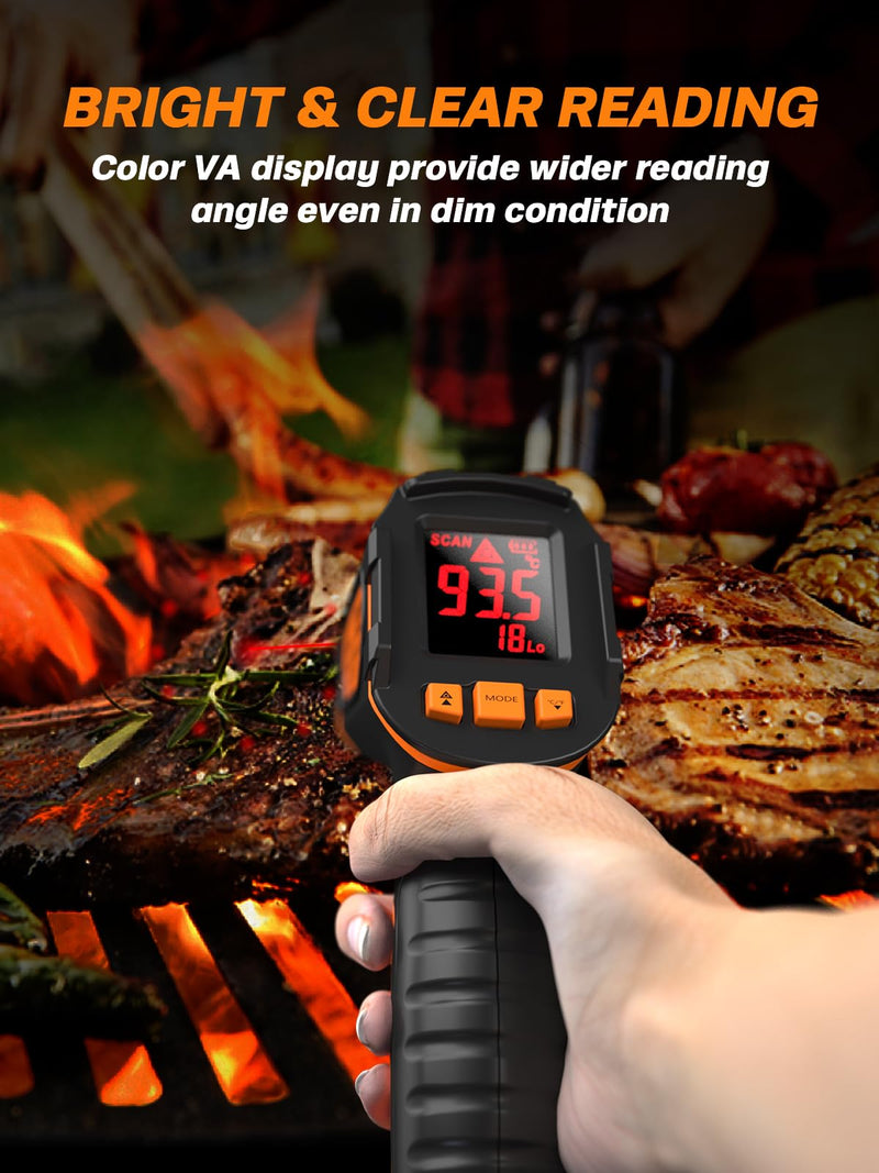 [Australia - AusPower] - Mecurate Digital Infrared Thermometer Gun Non Contact Laser Temperature Gun -58??1112?(-50??600?) Adjustable Emissivity & Max Measure for Cooking/BBQ/Freezer with Food Thermometer 