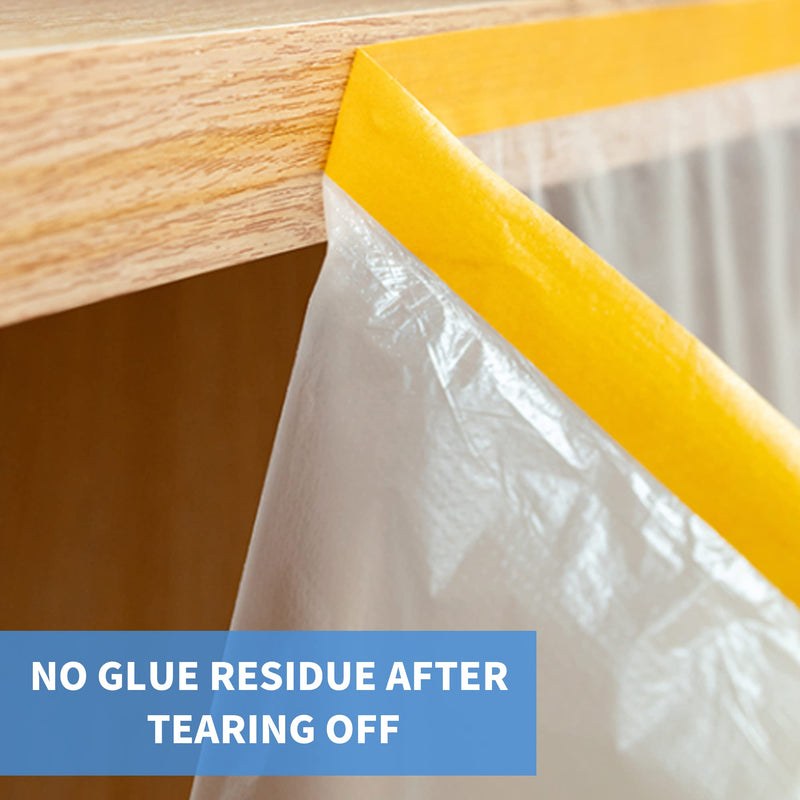 [Australia - AusPower] - Pre-Taped Masking Film, Tape and Drape, Plastic Sheeting Roll, Automotive Painters Masking Tape Film, Plastic Sheeting Cover for Appliance and Furniture, 22inch X 30yard, 3Rolls 550mm x 27m 