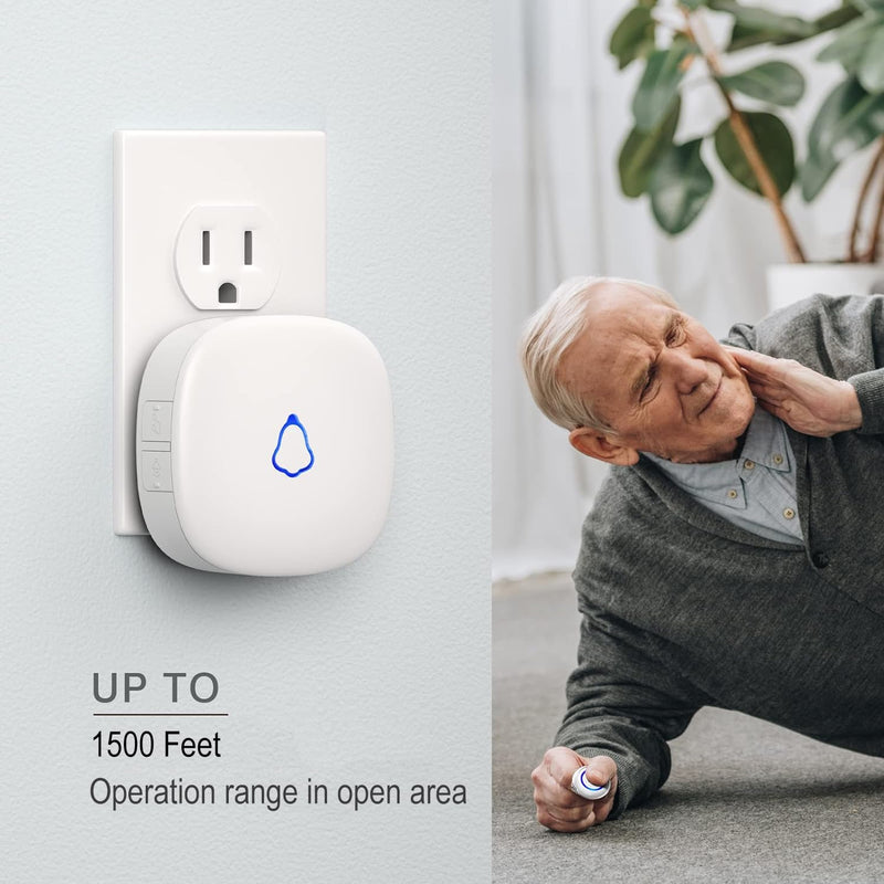 Wireless Caregiver Pager, Medical Alert Systems with 2 Call Buttons and 2 Receivers for Seniors/Elderly at Home, Emergency Panic SOS Call Bell, Nurse Calling & Patient Assistance Alert