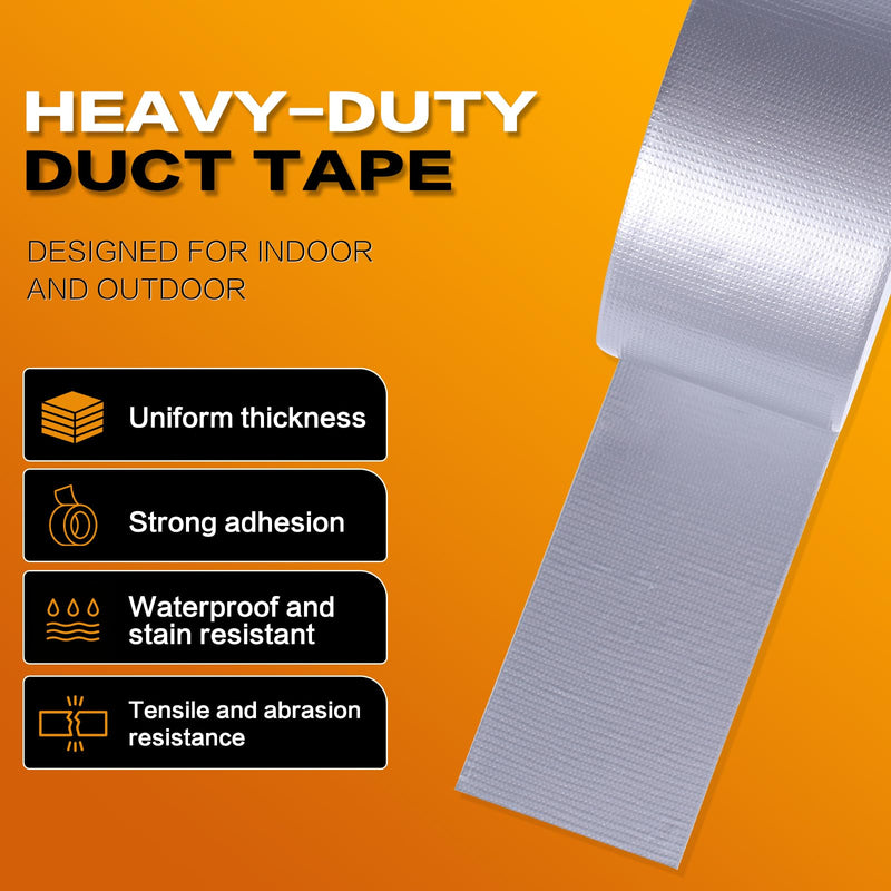 [Australia - AusPower] - Silver Duct Tape Heavy Duty, Waterproof Strong Adhesive Duct Tape for Indoor Outdoor Repairs Packaging Arts Crafts Projects, Tear by Hand 2 Inch x 20 Yards Silver 