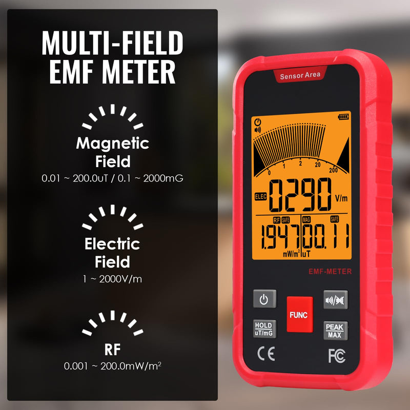 3 in 1 EMF Meter EMF Detector EMF Meter Tester Rechargeable Electromagnetic Field Radiation Detector EF,RF,MF WiFi Signal, 3-Axis EF/RF/MF EMF Meter 3 Color Backlight Alarm Ghost Hunting, Home Safety Standard 3-in-1 EMF Meter