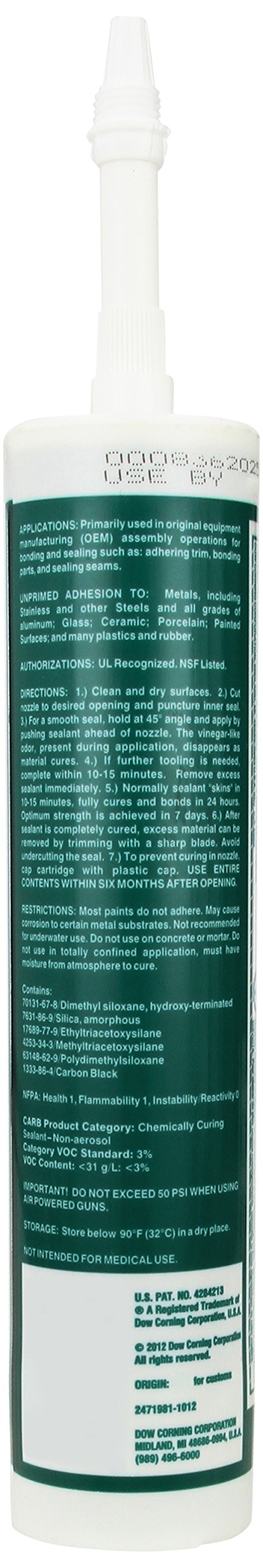 [Australia - AusPower] - Dow Corning 2468344 733 Black Glass and Metal Sealant, -57 to 177 Degree C, 300 mL 