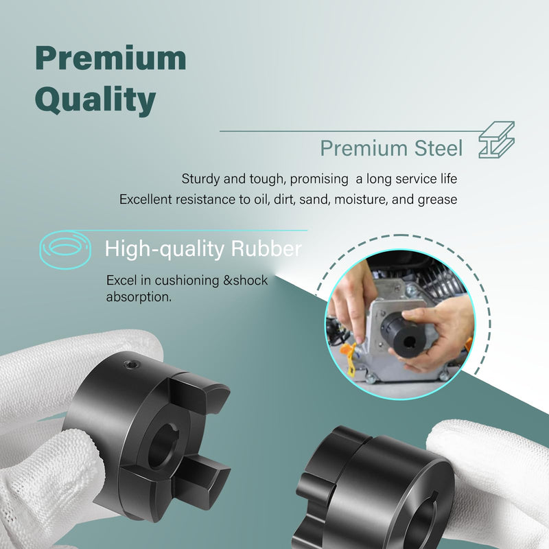 [Australia - AusPower] - 1/2" to 3/4" L075 Flexible 3-Piece L-Jaw Coupling Set & Buna-N NBR Rubber Spider Replacement Part for Lexar Industrial Interchangeable With Lovejoy, Martin, Browning, TB Woods 