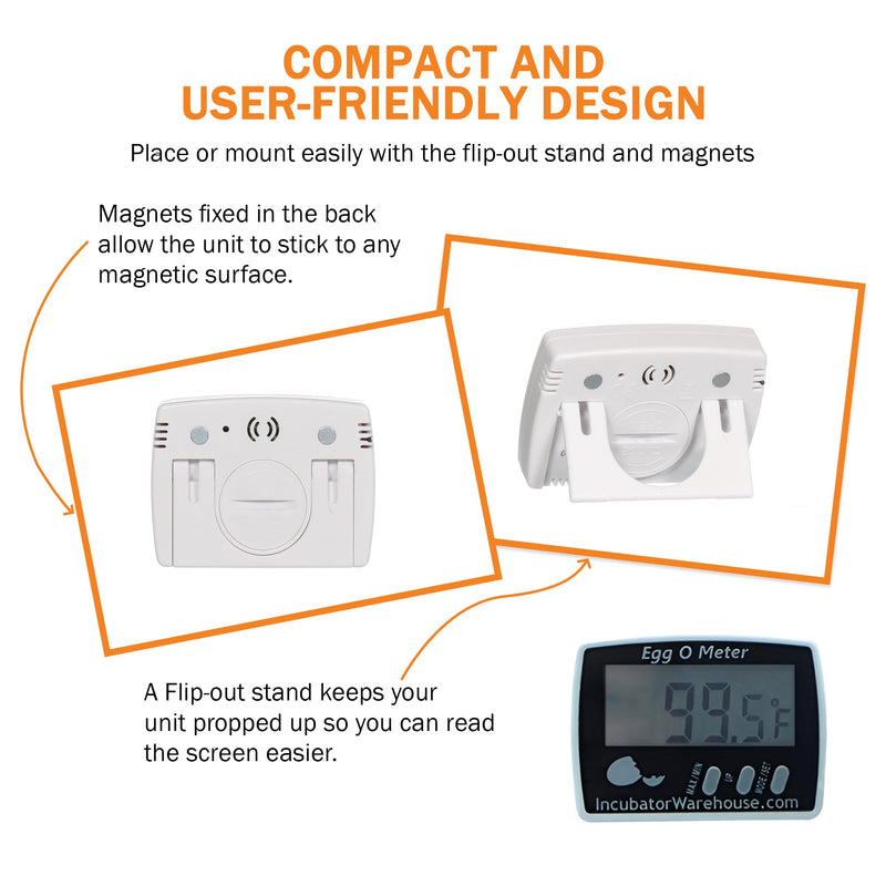 [Australia - AusPower] - Incubator Warehouse Egg-O-Meter - Large Digital Display Egg Thermometer with Min/Max Memory - Reads Celsius and Fahrenheit +/-1 