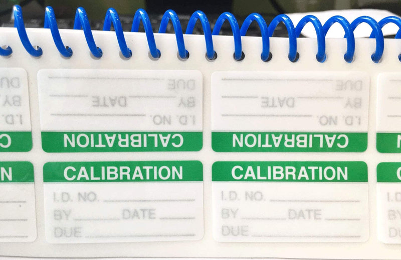 Self Laminating Write-on Calibration Stickers with Spiral Bound Cover for NIST Calibration ISO-9000 Equipment Calibrations Inspection Safety Label Quality Control 180 pcs 1 x 2 Inch