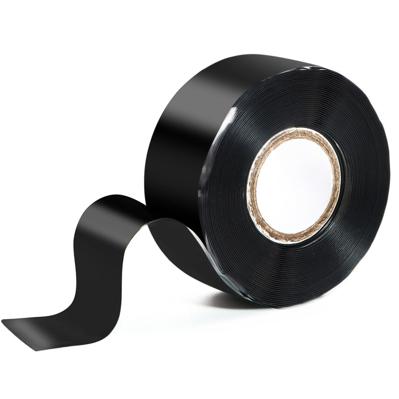 Self Fusing Silicone Tape 1 in x 16.4' Black Waterproof Rubber Leak Proof Sealing Silicone Rubber Self-amalgamating Tape for Emergency Hot and Cold Water Pipe Repairs and Tool Fixation 1 Roll - 16.4 ft - Black - 20 mil Thickness