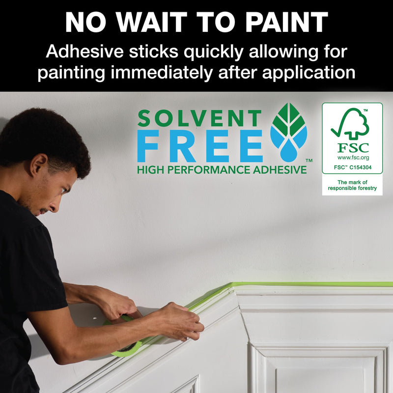 FrogTape Advanced Painter's Tape, 1.5 in Wide (1.41 in x 45 yd) Multi-Surface Painters Tape with PAINTBLOCK, Conforms Around Curves & Contours, Tear-Free Removability, Green, 1 Roll (105891) 1.5” x 45 yd (Pack of 1)