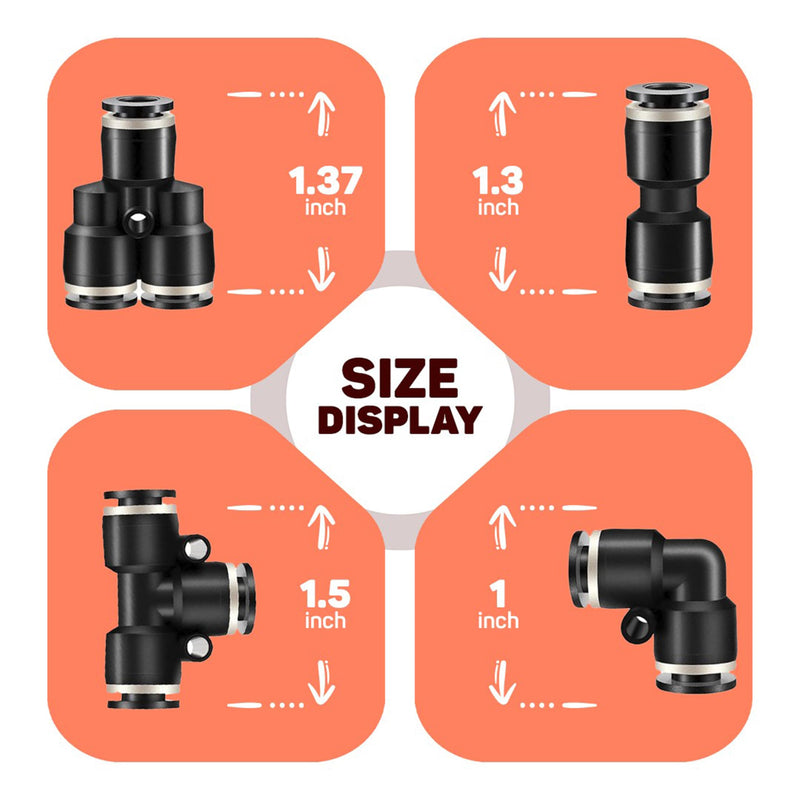 [Australia - AusPower] - 3/8 Air Line Fittings Straight Push To Connect Air Hose Fittings Quick Connect Pneumatic Fittings 10 Pack 3/8" Straight Union 