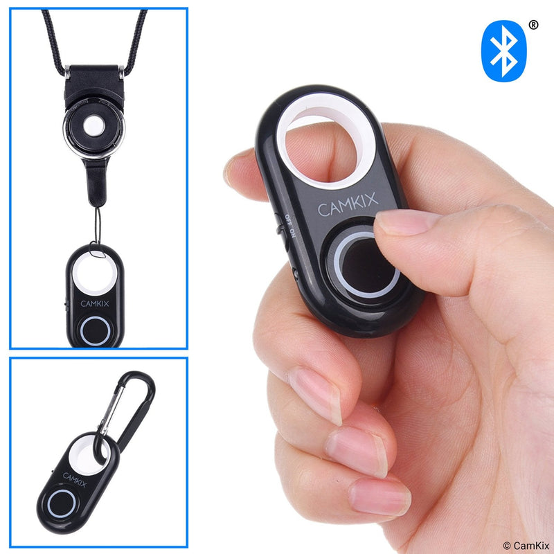 [Australia - AusPower] - Camera Shutter Remote Control with Bluetooth Wireless Technology - Works Flawlessly with iPhone/iPad and Android - Range: Up to 30 ft (10 m) - Compact Style - Take it with You Anywhere White 