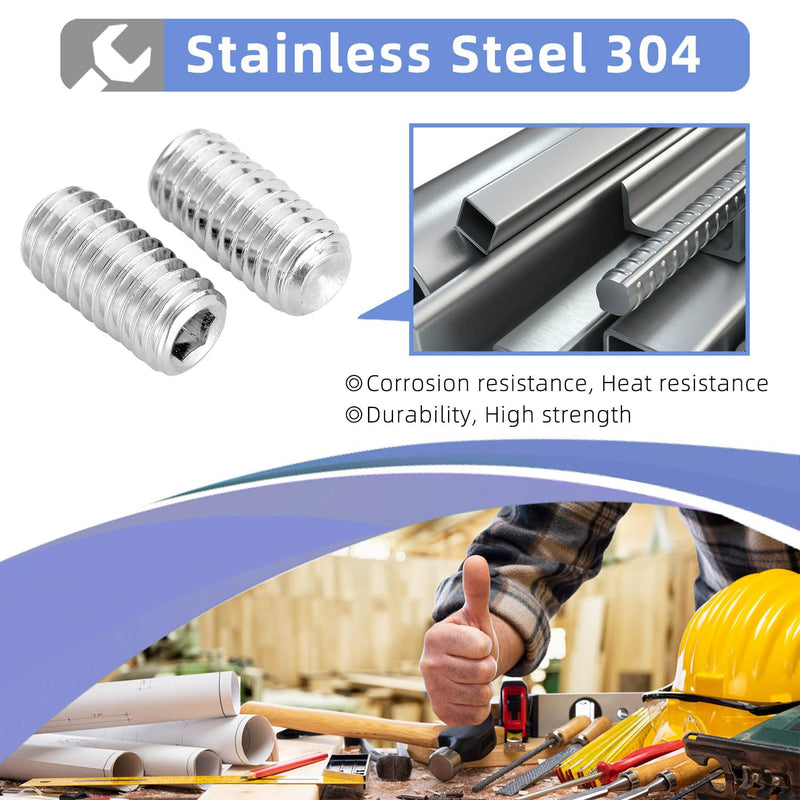 [Australia - AusPower] - 5/16-18 x 1/2" Hex Allen Head Socket Set Screws Grub Screw Bolts, 304 Stainless Steel Internal Hex Drive Cup-Point Screws with Hex Wrenches, 20 PCS 5/16-18" x 1/2" 