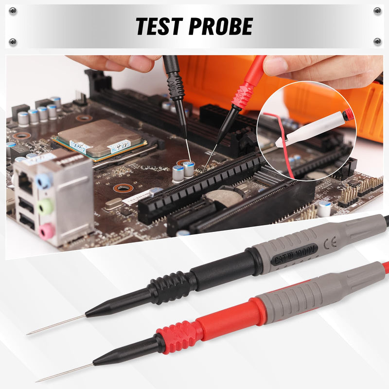 [Australia - AusPower] - SWANLAKE 27-Piece Multimeter Test Leads Set, CAT.III 1000V / CAT.IV 600V Multimeter Probes with Alligator Clips, Needle Probe, Replaceable Probe Accessories, Soft Silicone Volt Meter Lead 