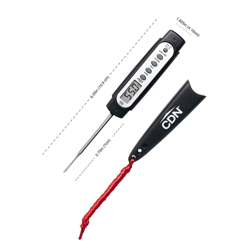 [Australia - AusPower] - CDN ProAccurate® Waterproof Digital Thermometer with Protective Sheath, Easy to Read Display, 2.75" Stem with Thin Tip, Black/White (Q2-450X) Black/White Display - 2.75" Stem 1 EA 
