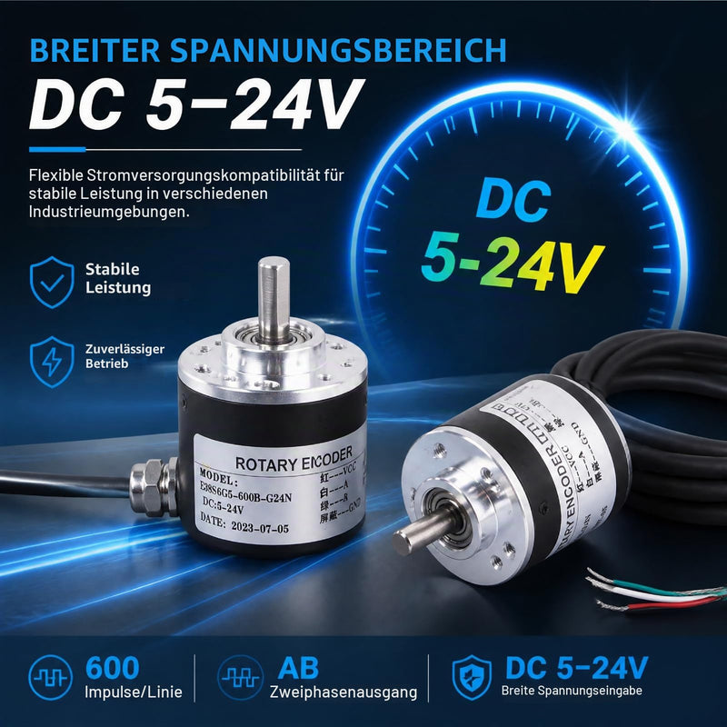 Incremental Encoder, Encoder Arduino, Rotary Encoder, Rotary Encoder, Rotary Encoder, Rotary Encoder 600p/r 5v-24v From 2 Phase Shaft 6 mm Incremental Encoder Optical Rotary Encoder for Measuring Speed
