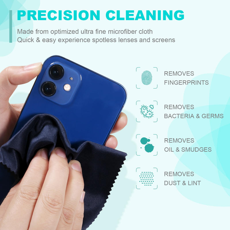 [Australia - AusPower] - SmoTecQ Glasses Cleaning Cloth, Premium Microfiber Lens and Screen Cleaner, Reusable and Washable - Pack of 8, 7 x 6-Inch, Dark Blue and Grey 6" x 7", 8 Pack 
