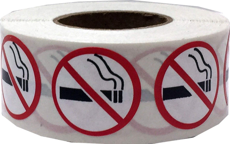 No Smoking Circle Stickers – 3/4 Inch Round Adhesive Labels, 500 Total Stickers Per Roll for Safety, Business Signage, Packaging, and Public Spaces – Made in the USA