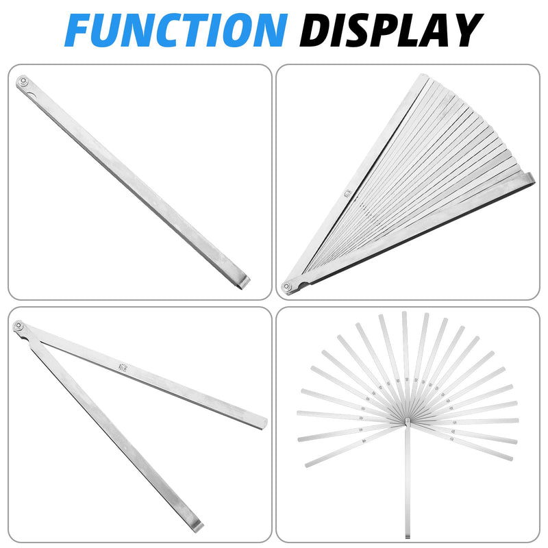 [Australia - AusPower] - Tigeen 2 Pcs 25 Blade Long Feeler Gauge Set 0.038-1.02mm, Stainless Steel Feeler Gauge Dual Marked Metric and Imperial Measuring Tool, Silver for Guitar, Spark Plug, Piston Measure 