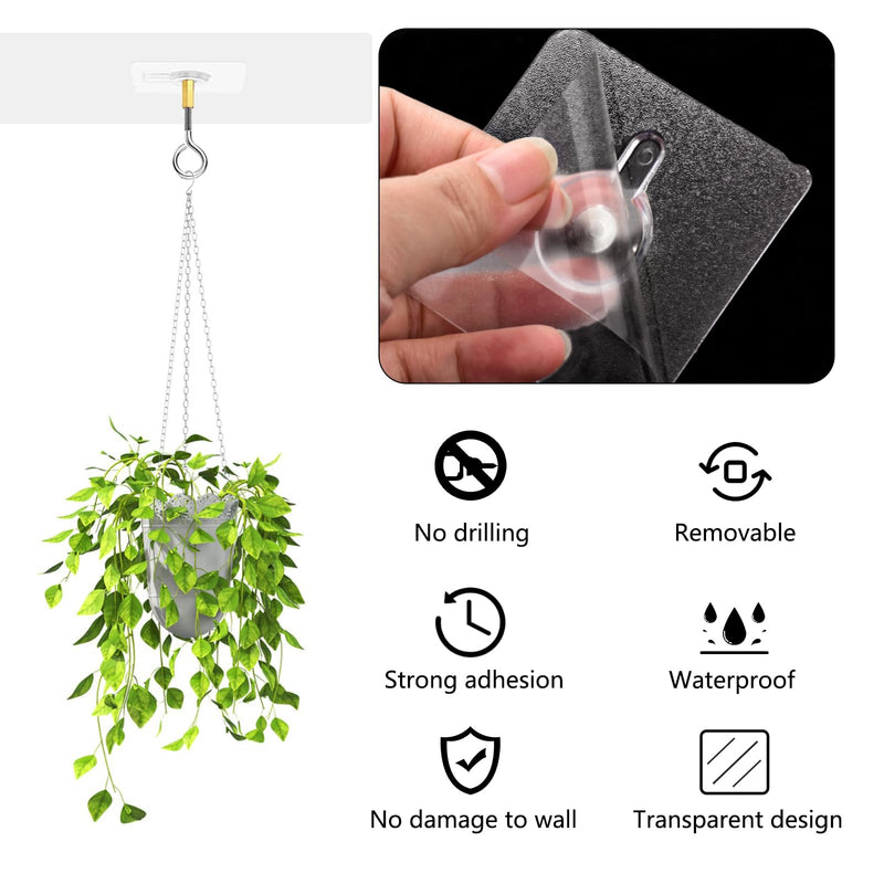 [Australia - AusPower] - 12 Pcs Self Adhesive Ceiling Hooks No Drilling Ceiling Hooks Stainless Steel Eye Hooks for Hanging Small Plants Ceiling Decoration Eye Hook 