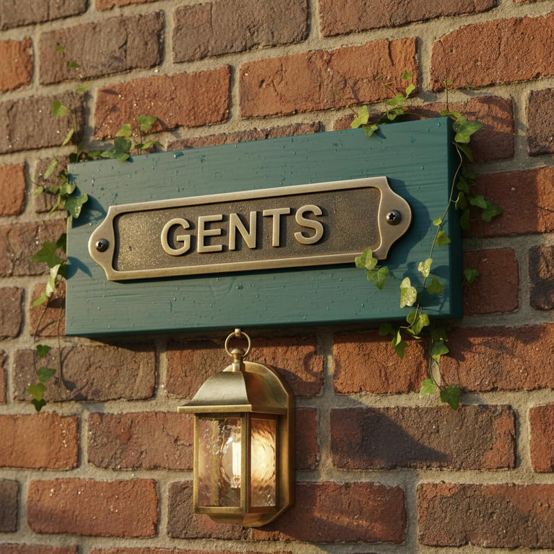 GENTS Antique Vintage Door & Wall Plaque Sign | Classic Raised Lettering Metal Restroom Name Plate with Screws for Home Pub Café Office | 22 x 5 cm | GENTS