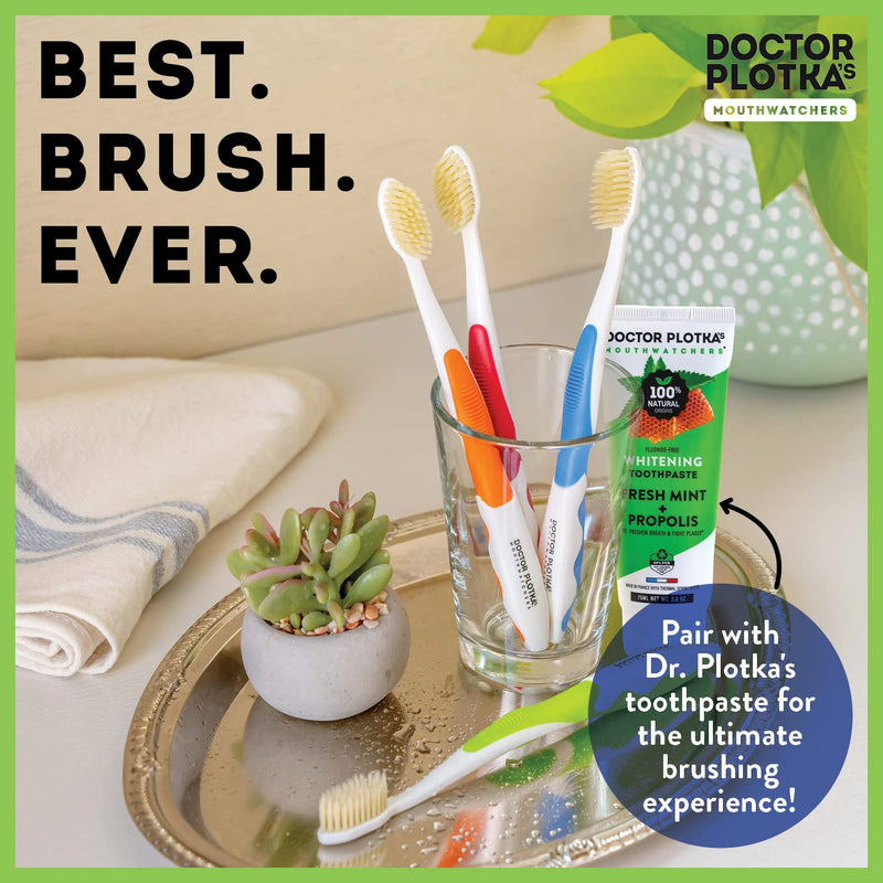 [Australia - AusPower] - MOUTHWATCHERS Dr Plotkas Extra Soft Flossing Toothbrush Manual Soft Toothbrush for Adults, Ultra CleanToothbrush, Good for Sensitive Teeth and Gums, 2 Pack - Colors May Vary 