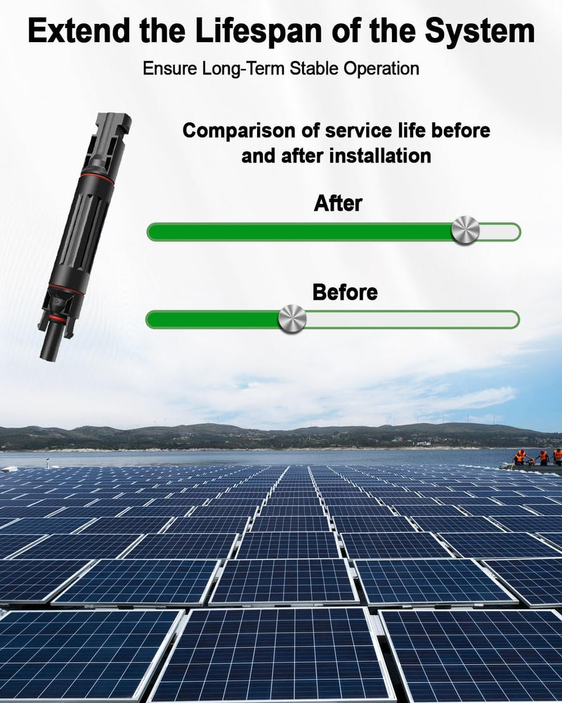 25A -1000V Solar Fuse Holder Inline with 5PCS Male and Female Connector, Weatherproof and Fire-Safe PV in-Line Fuse, 10PCS Black