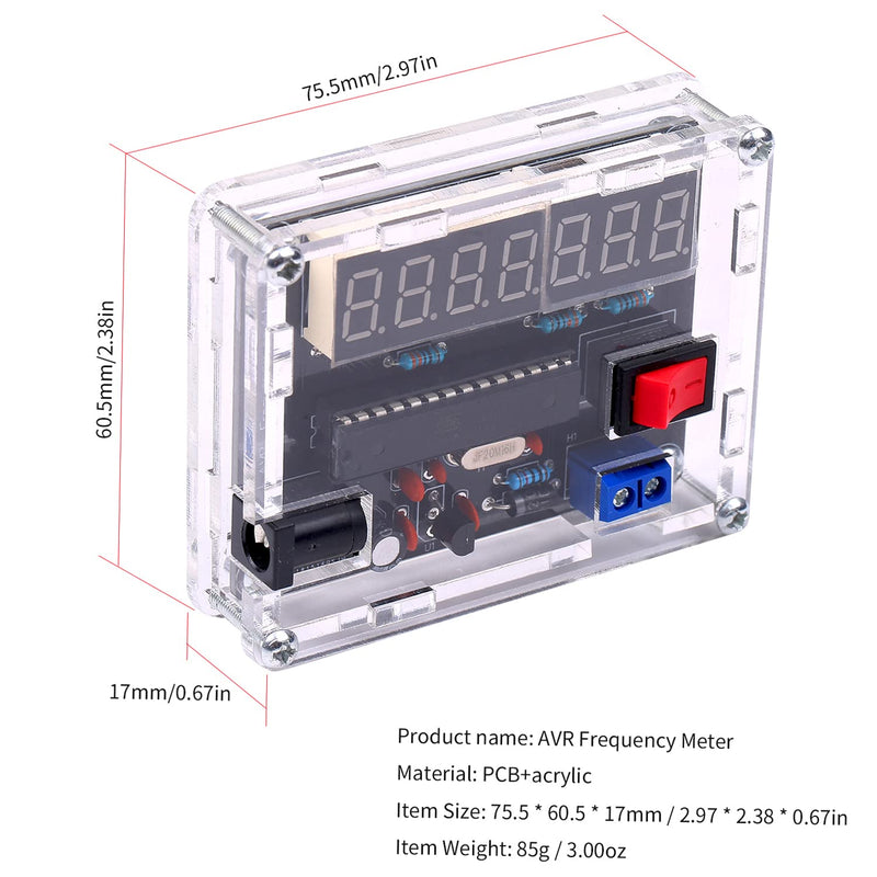 [Australia - AusPower] - Frequency Meter,10MHz Frequency Meter DIY Kit Frequency Counter AVR Frequency with Shell Counter Cymometer Frequency Measurement 0.000 001Hz Resolution 