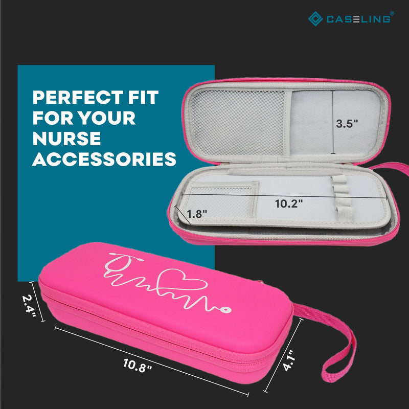 [Australia - AusPower] - Neon Pink Stethoscope Case for 3M Littmann Classic III, Lightweight II S.E, MDF Acoustica Stethoscope - ID Slot and Pockets for Nursing Accessories - Hard Case Holder for Nurse - (Pink - Pu Leather) Pink - Pu Leather 