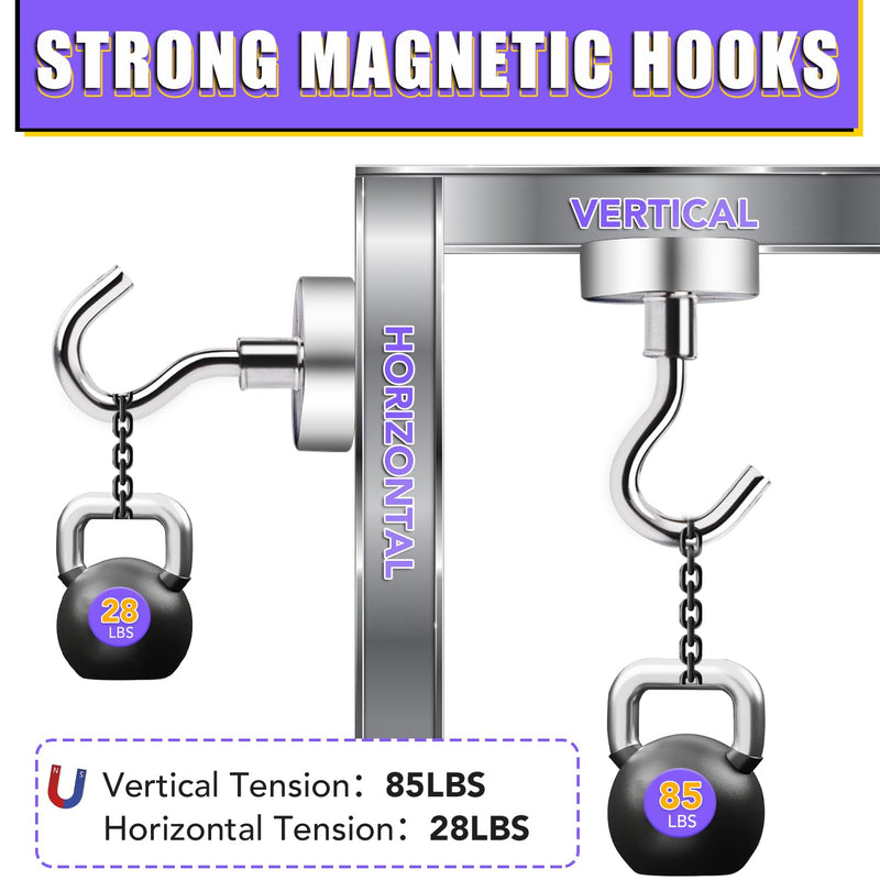 [Australia - AusPower] - TRYMAG Strong Magnetic Hooks Heavy Duty, 80Lbs+ Super Neodymium Magnetic Hooks for Hanging, 12 Pack Earth Magnets with Hooks for Cruise Cabins, Magnetic Hanging Hooks for Office, Grill, Classroom 