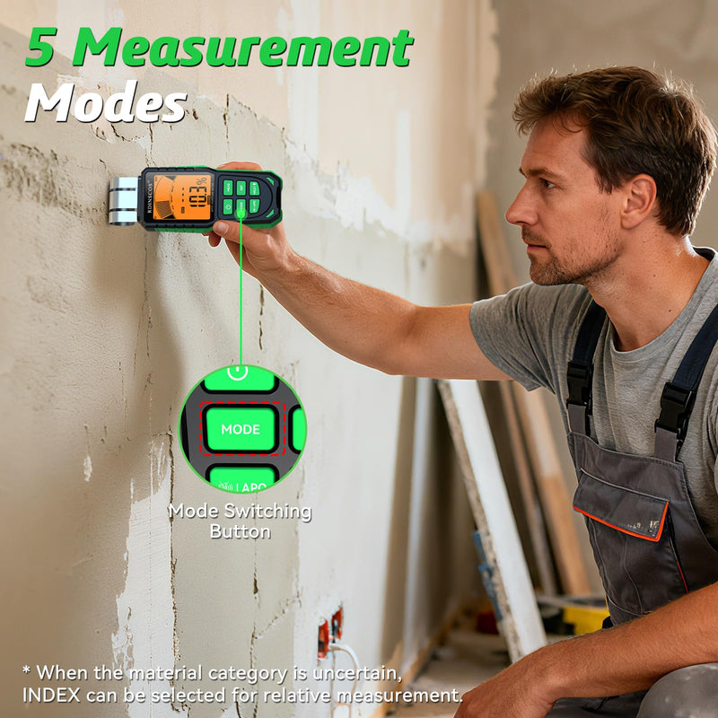 [Australia - AusPower] - RDINSCOS Pinless Moisture Meter for Wood, Cement, Floors, Drywall, Concrete and Plaster – Non-Invasive Digital Damp Detector with 40mm Depth, REF Mode, Backlit LCD, for Home and Professional Use MT75 