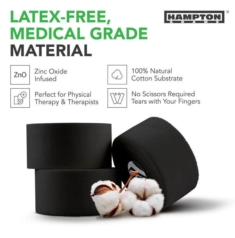 [Australia - AusPower] - Hampton Adams | As Seen on Shark Tank | Original Athletic Sports Tape (3-Pack) | 45ft Rolls | Very Strong Easy Tear NO Sticky Residue | Best Tape for Athlete & Trainers | Fingers Ankles Wrist 3 Count (Pack of 1) Black 