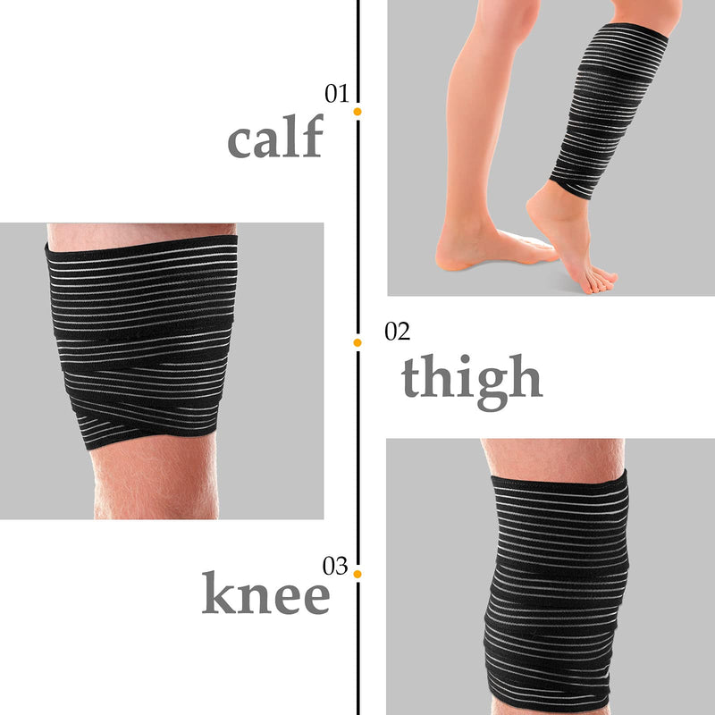 [Australia - AusPower] - Syhood Compression Bandage Wraps for Leg, Elastic Calf Compression Sleeve Ankle Support, Adjustable Plus Size for Men and Women Stabilising Ligament, Joint Pain, Sports(2 Pieces,71 Inches) 2 71 Inches 