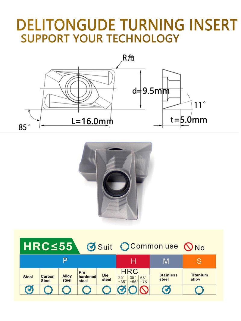 [Australia - AusPower] - 10pcs APKT160408 CNC Lathe Indexable Solid Carbide Milling Turning Insert for The Finishing of Steel and Other Metal (APKT160408-HM LF6018) APKT160408-HM LF6018 