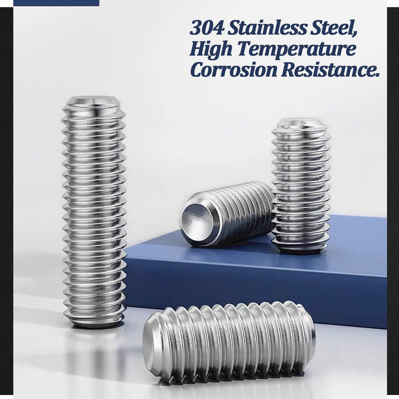 [Australia - AusPower] - 525 PCS Set Screw Assortment Kit Metric + SAE 24 Size 304 Stainless Steel Grub Screw Internal Hex Drive Cup-Point Allen Screws Set M3 to M8 and 1/8-40 to 5/16-18 Silver 525pcs 