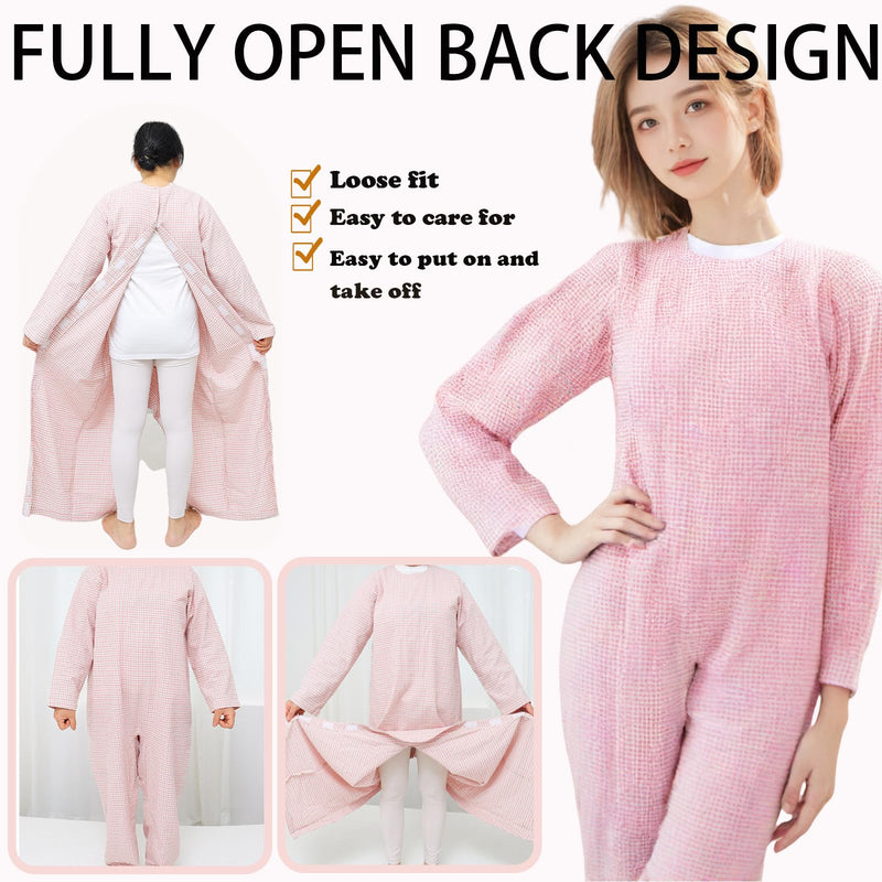 [Australia - AusPower] - Anti Strip Clothing for Women and Men,Adaptive Jumpsuit with Back-Magic Stick for Alzheimer’s Patients,Dementia Patient,Incontinence Care Pink Small 