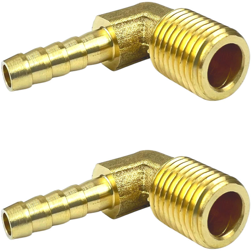 [Australia - AusPower] - 2pcs Brass Hose Barbed Elbow Fitting 90 Degree Elbow 1/4" Hose Barb to 1/4" NPT Male Pipe by CX WONDERLAND 1/4" Hose Barb x 1/4" NPT Male 