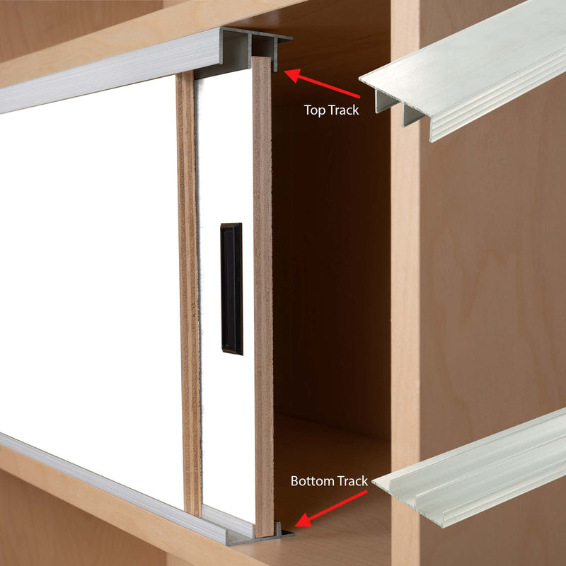 Outwater 36in Aluminum Sliding Door Track for 1/2in Wood Panels, Mill Finish 36 Inches For 1/2" Wood Panels