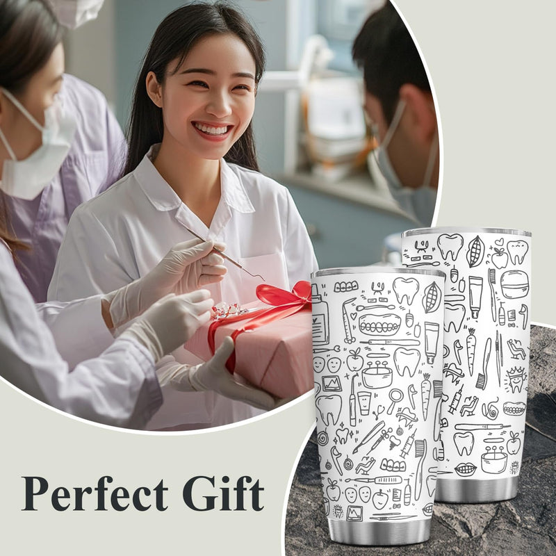 [Australia - AusPower] - 4LIEUBASMI 20 Oz Dental Laser Engrave Tumbler - Dentist Appreciation for Men & Women, Dental Hygienist Cup, Perfect for Christmas, Birthday, Retirement, Coworkers, Friends, Dental Office Gift Dental Icon 20oz 