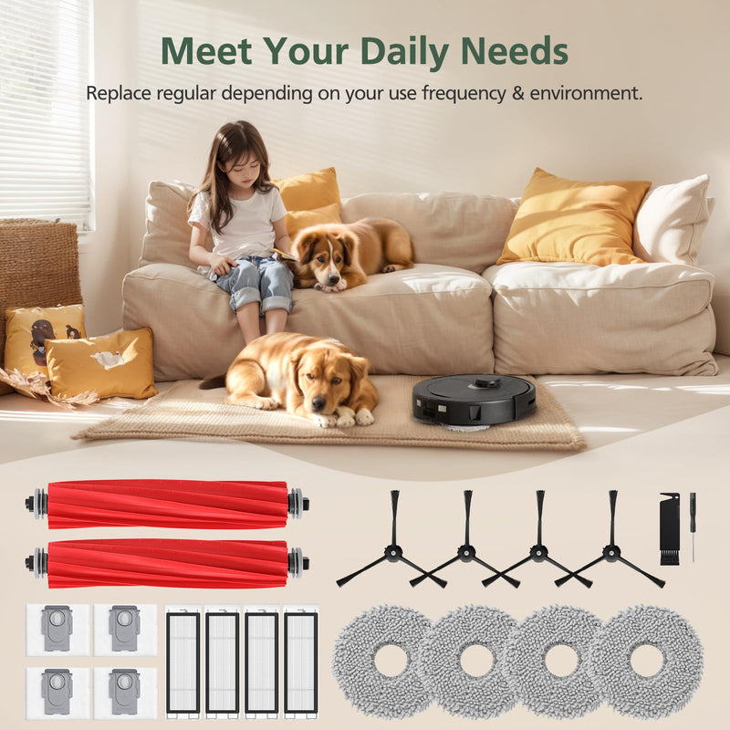 20 Pack Replacement Parts for Q Revo Robot Vacuum Cleaner Accessory Replacement Kits (2 Rolling Brushes + 4 HEPA Filters + 4 Dust Bags + 4 Mop Pads + 4 Side Brushes) Q Revo Replacement Parts - 20 PCS