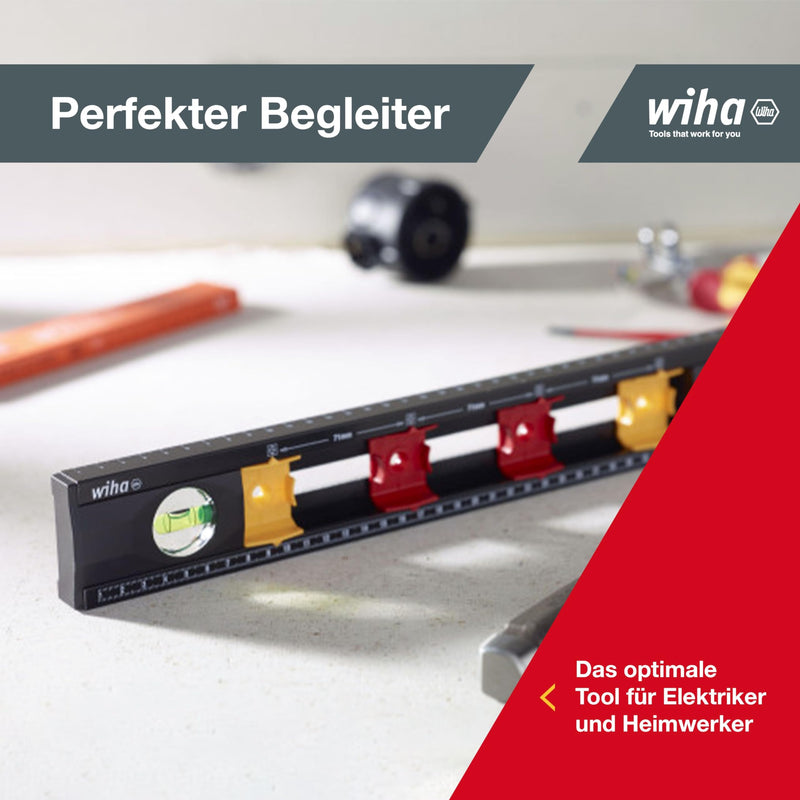 Wiha Spirit Level Electricians (42074) 40 cm with Marking Aids for Electrical Installation Work for Professionals Distance Marking for Flush-Mounted Boxes Perfect View of Levels | (42074) for electrical installation work, distance marking, flush-mounte...
