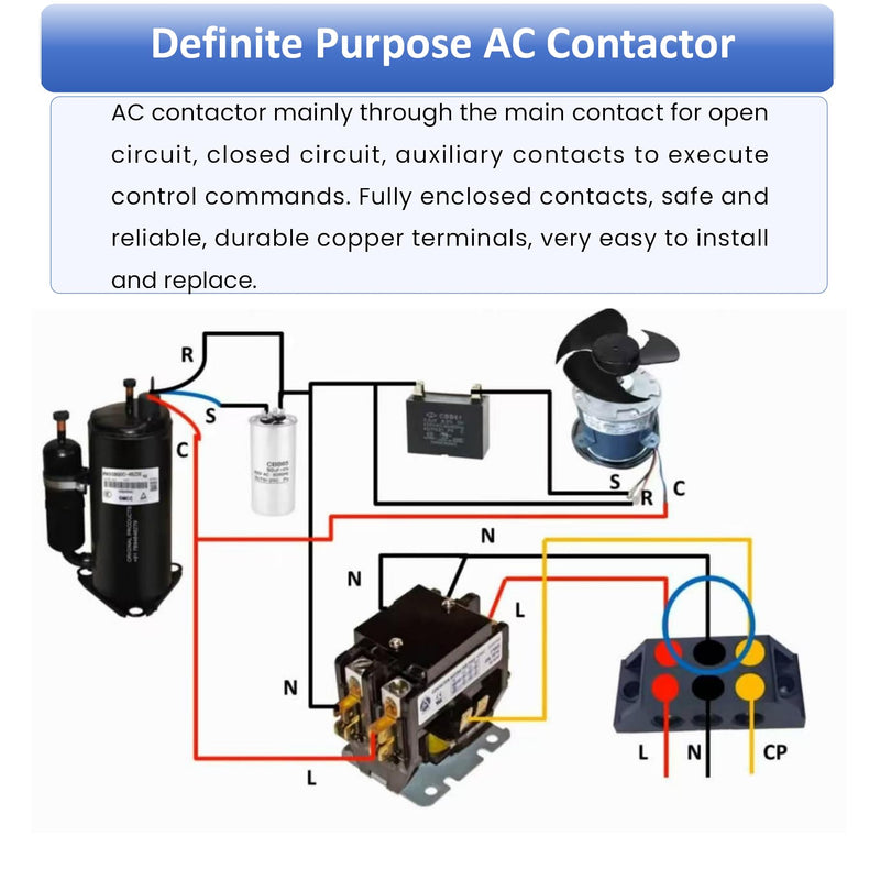 [Australia - AusPower] - long term 1 Poles 30 Amp 24V AC Contactor Air Conditioner Condenser AC Definite Purpose Contactor… 1P-30A-24V 