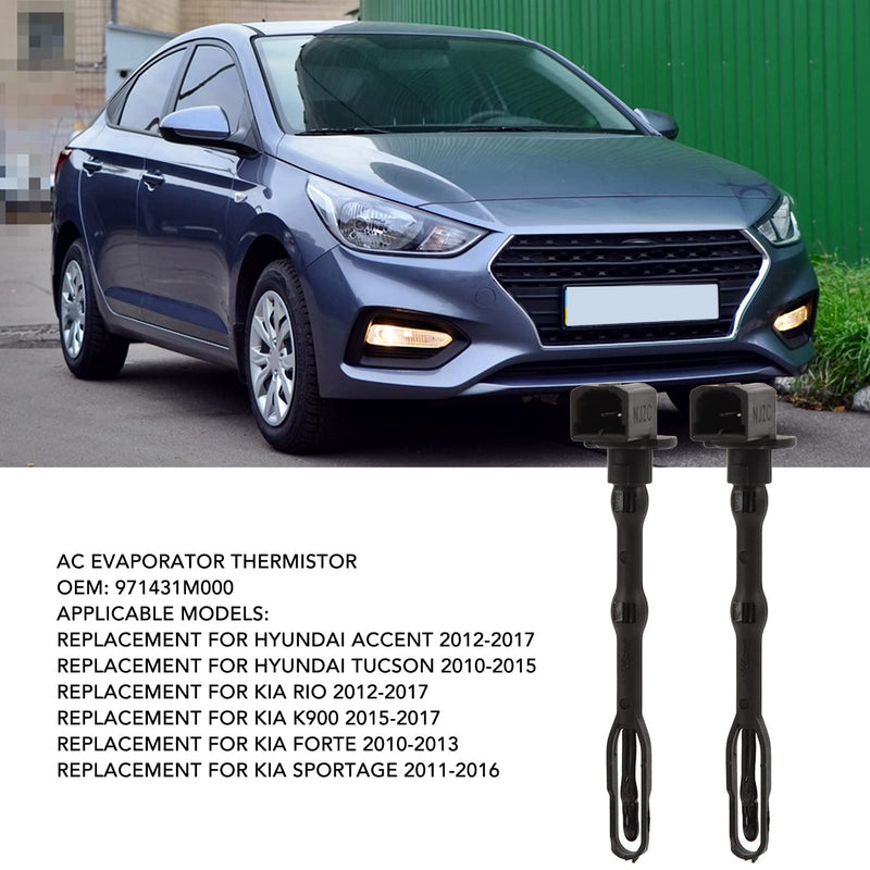 [Australia - AusPower] - 2PCS AC Evaporator Thermistor 971431M000 Sensitive Black Replacement for Hyundai Accent 2012?2017 