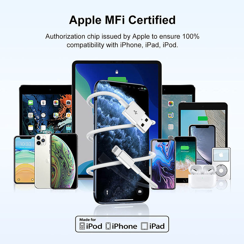 [Australia - AusPower] - 3ft iPhone Charger Apple MFi Certified, Apple Lightning to USB Cable 3 Feet,Fast Apple Charging Cable Cord 3 Foot for iPhone 14 Pro Max/13/13 Mini/13 Pro/12/11 Pro/11/XS MAX/XR/8/7/6s/5S/iPad 3PACK-Whites 