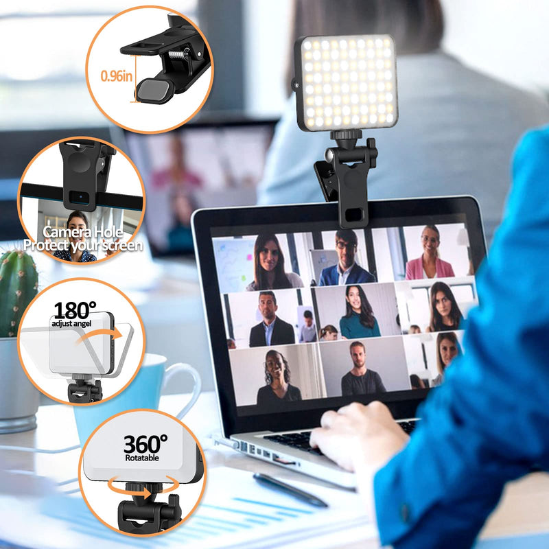 [Australia - AusPower] - Rechargeable Selfie Light & Phone Light Clip for iPhone - Phone LED Light with Adjustable Brightness, Perfect for Selfies, Makeup, TikTok, Live Streaming & Video Conferencing Black 