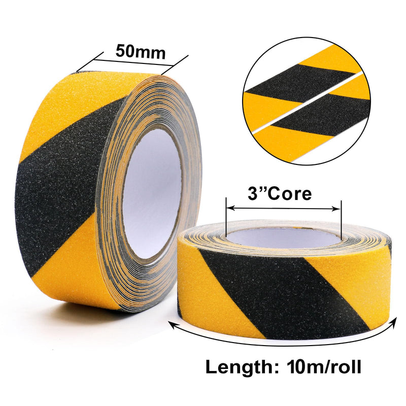 BOMEI PACK Anti Slip Traction Tape,2 Inch x 33 Ft,Heavy Duty Non Slip Tape,Grip Tape for Stairs, Tread Step, Indoor & Outdoor Use,Waterproof Stairs Non Skid Treads (Yellow and Black) Yellow and Black