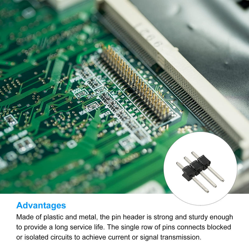 [Australia - AusPower] - MECCANIXITY Straight Pin Header DIP Single Row 3 Pin 2.54mm Pitch Gold Plated for PCB Pack of 50 