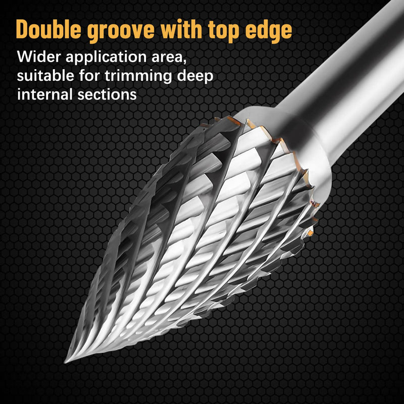 [Australia - AusPower] - Carbide Burrs with Double Cut for Dremel Accessories, Pack of 20 Metal Cutters for Drill, 3 mm Shank Double Cut Rotary Cutter for Wood Engraving, Drilling, Metal Polishing, Grinding 