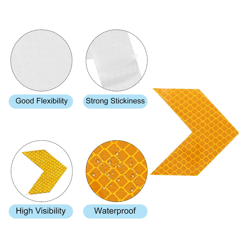 PATIKIL Reflective Stickers, 20 Pack 2.36 x 2.36 Inch Waterproof Adhesive High Visibility Night Caution Warning Arrow Shape Safety Tape Reflector for Trucks Trailers Cars, Yellow