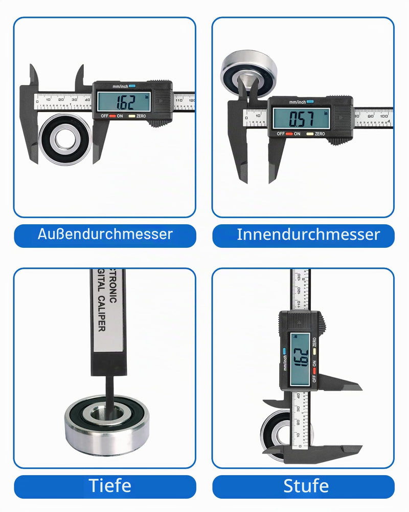 Digital Vernier Calliper, 150 mm/6 Inch, Plastic Calliper with Large LCD Display and Auto-Off, and Millimetre Conversion, Scratch-Resistant Measuring Gauge for Outdoors, Depth and Step | mit Großem LCD Display & Auto-Off, und Millimeter-Umrechnung, Kra...