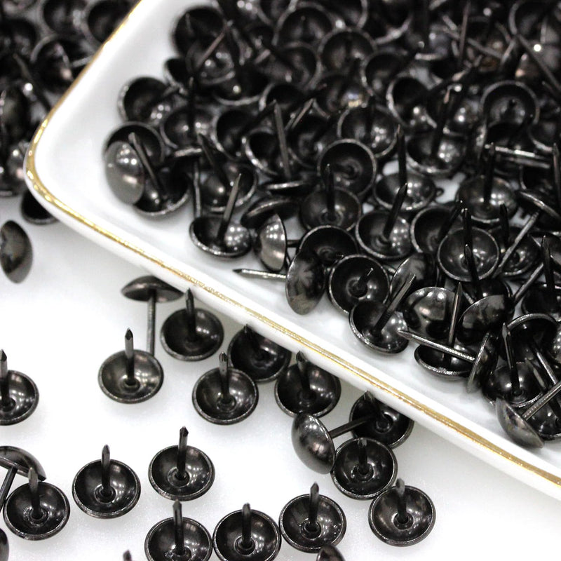 [Australia - AusPower] - 500Pcs Upholstery Tacks, BetterJonny Decorative Furniture Nails Pins 17X11MM Black Metal Thumb Tacks for Upholstered Furniture Cork Board, Home Decor 