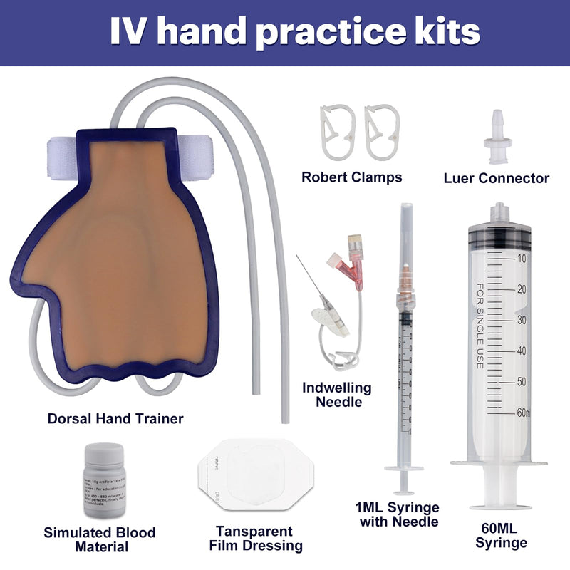 [Australia - AusPower] - Phlebotomy and Venipuncture Practice Kit, Wearable IV Practice Kit, Dorsal Hand Injection Trainer, IV Start Kit for Injection/Insertion Practice, Medical Education Black 