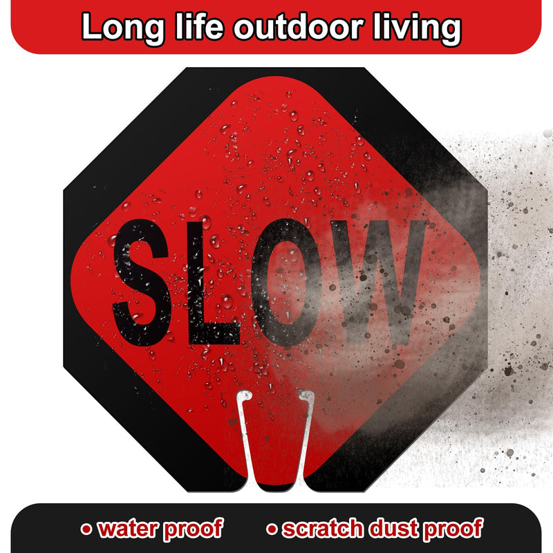 Geetery 6 Pcs Stop Slow Traffic Signs 12 x 12 Inch Double Sided Road Safety Sign, Weatherproof PVC Stop Sign for Construction Sites Parking Lots Driveways Traffic Control